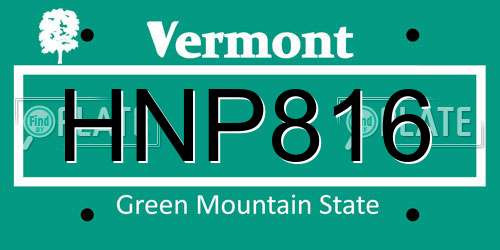 HNP816 Vermont License Plate