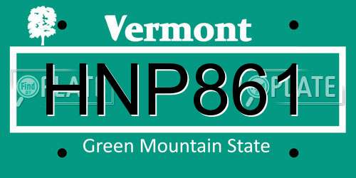 HNP861 Vermont License Plate
