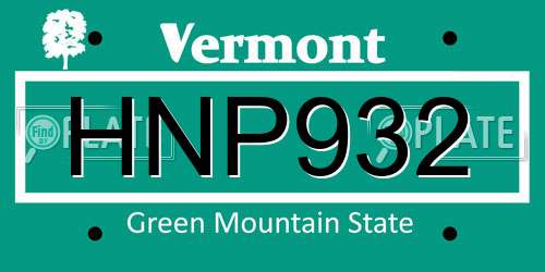HNP932 Vermont License Plate