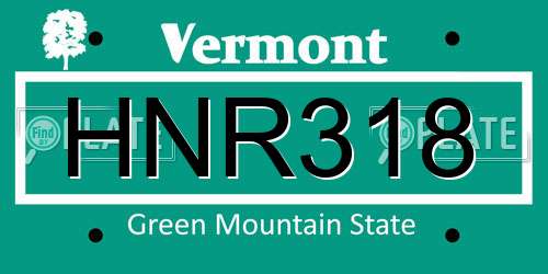 HNR318 Vermont License Plate