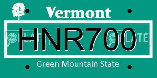 HNR700 Vermont License Plate