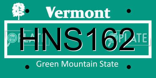 HNS162 Vermont License Plate