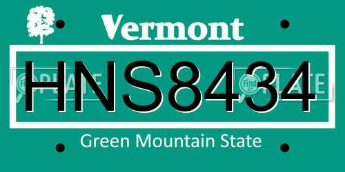 HNS8434 Vermont License Plate