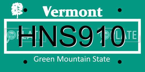 HNS910 Vermont License Plate