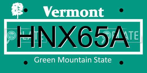 HNX65A Vermont License Plate