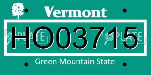 HO03715 Vermont License Plate