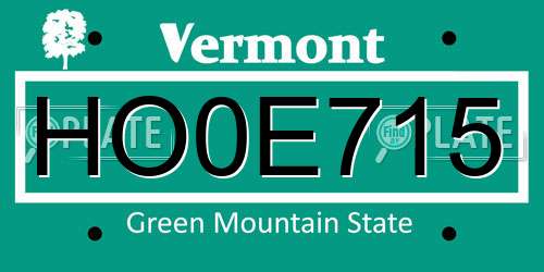 HO0E715 Vermont License Plate