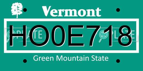 HO0E718 Vermont License Plate