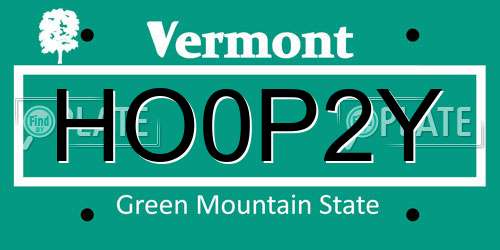 HO0P2Y Vermont License Plate