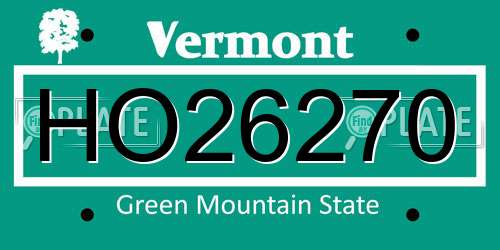 HO26270 Vermont License Plate