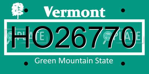 HO26770 Vermont License Plate
