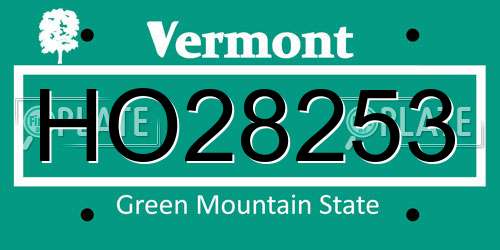 HO28253 Vermont License Plate