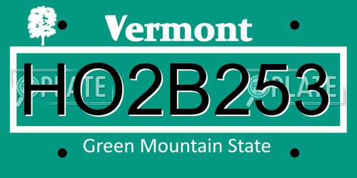 HO2B253 Vermont License Plate
