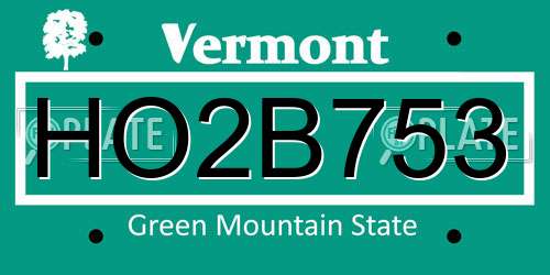 HO2B753 Vermont License Plate