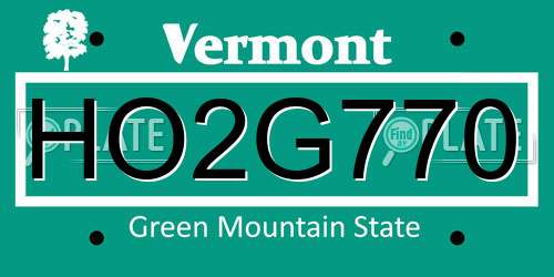 HO2G770 Vermont License Plate