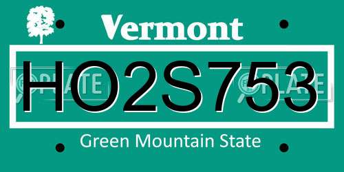 HO2S753 Vermont License Plate