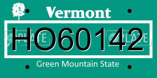 HO60142 Vermont License Plate