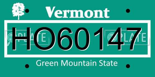HO60147 Vermont License Plate