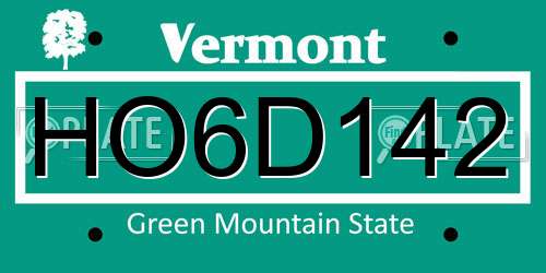 HO6D142 Vermont License Plate