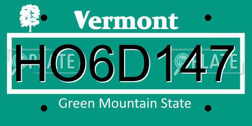 HO6D147 Vermont License Plate