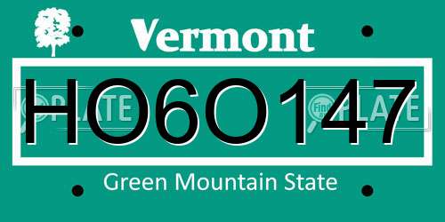 HO6O147 Vermont License Plate