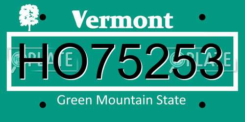 HO75253 Vermont License Plate