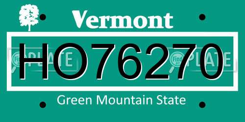 HO76270 Vermont License Plate