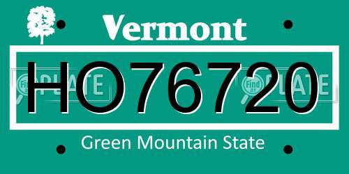 HO76720 Vermont License Plate