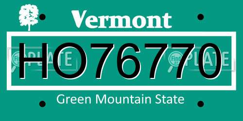 HO76770 Vermont License Plate
