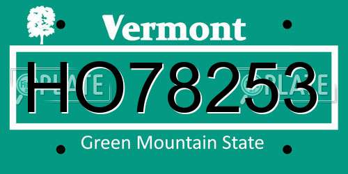 HO78253 Vermont License Plate