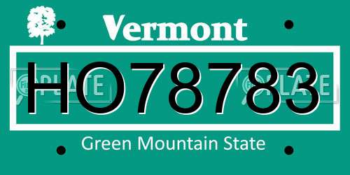 HO78783 Vermont License Plate