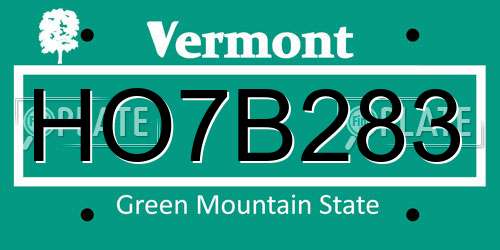 HO7B283 Vermont License Plate