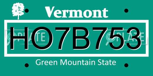HO7B753 Vermont License Plate