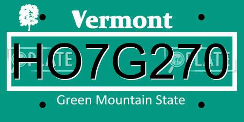 HO7G270 Vermont License Plate