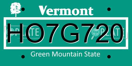 HO7G720 Vermont License Plate