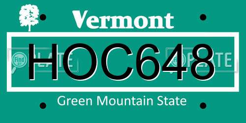 HOC648 Vermont License Plate