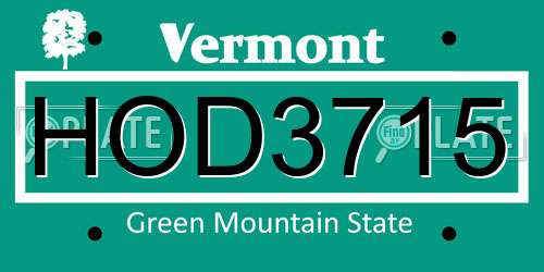 HOD3715 Vermont License Plate