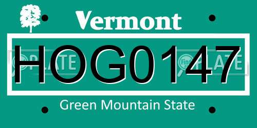 HOG0147 Vermont License Plate