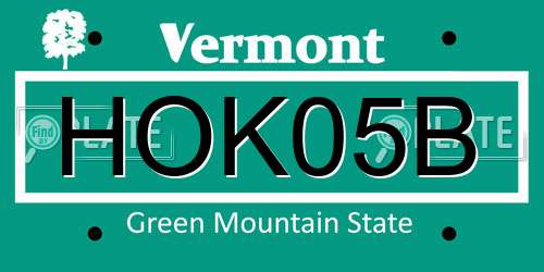HOK05B Vermont License Plate