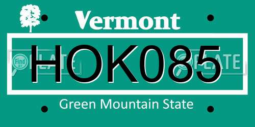 HOK085 Vermont License Plate