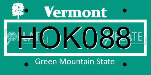 HOK088 Vermont License Plate