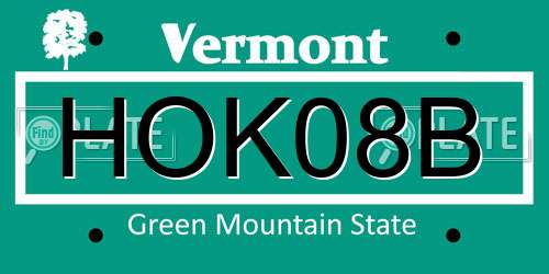 HOK08B Vermont License Plate