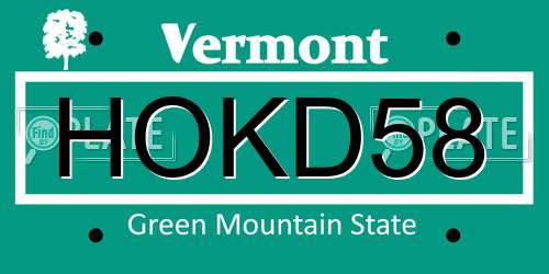 HOKD58 Vermont License Plate