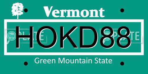 HOKD88 Vermont License Plate