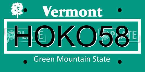 HOKO58 Vermont License Plate