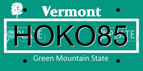 HOKO85 Vermont License Plate