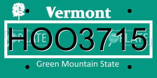 HOO3715 Vermont License Plate