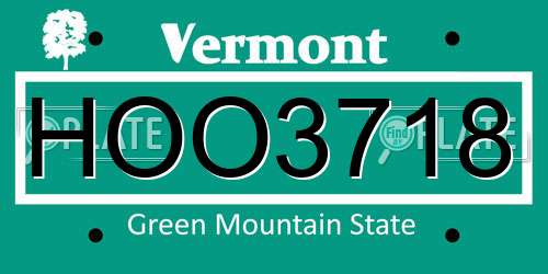 HOO3718 Vermont License Plate