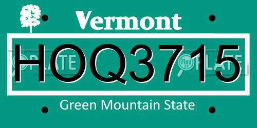 HOQ3715 Vermont License Plate