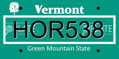 HOR538 Vermont License Plate